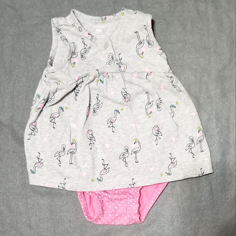 Carter's 18m Flamingo and polka dot sleeveless one piece
